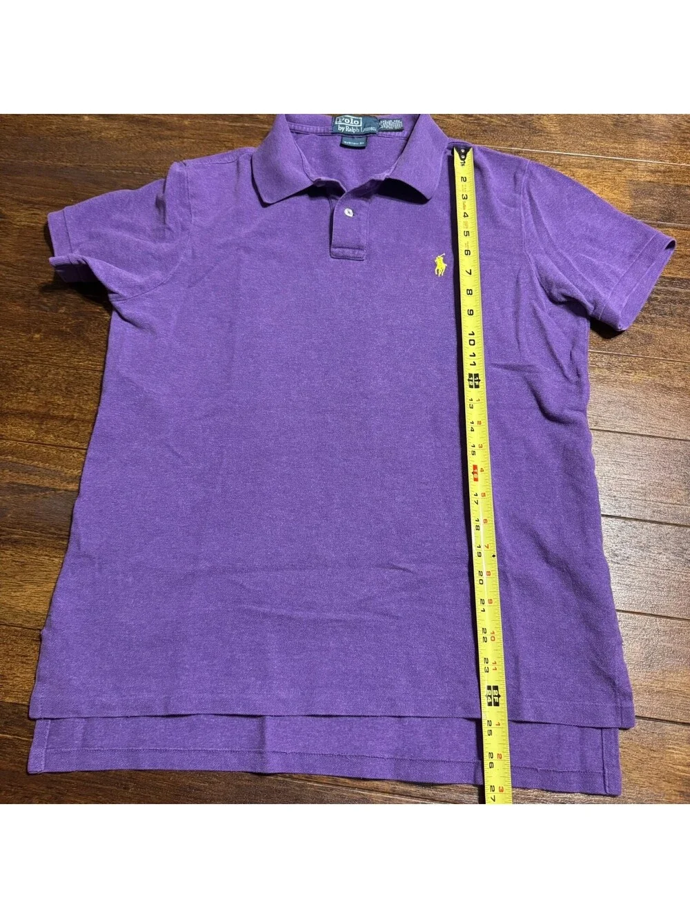 Ralph Lauren Custom Fit Polo shirt Purple Yellow Pony Size M (L)  Cotton Preppy
